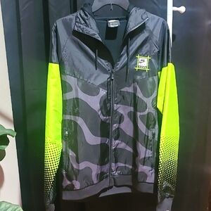 Nike Black and Neon Green Windbreaker Jacket
